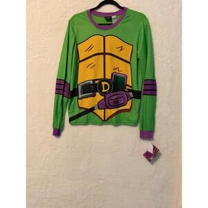 TMNT Mutant Mayhem Donatello Costume Shirt Green Purple Long Sleeve‎ Small NEW